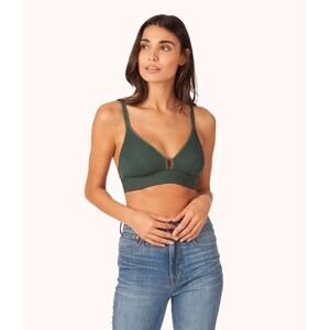 LIVELY Stripe Mesh Bralette Emerald Green Size Small Wire Free Comfortable Comfy